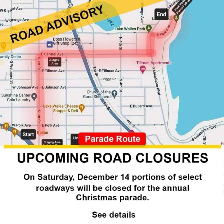 Upcoming Road Closures for Lake Wales Christmas Parade Tonight