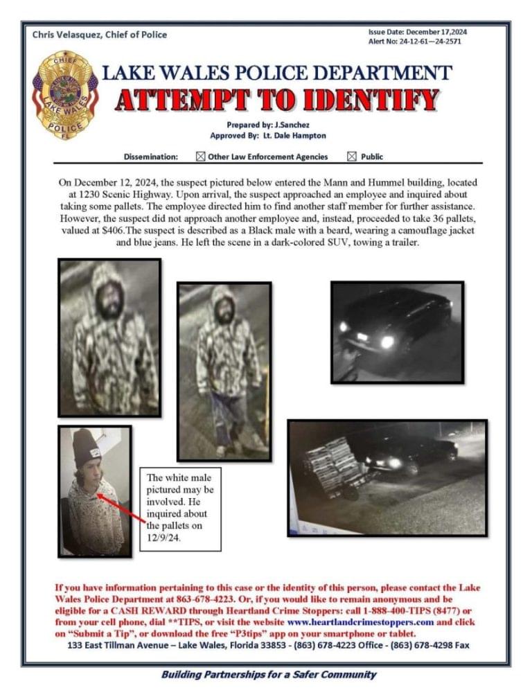 LWPD Seeking Public’s Help In Identifying Possible Suspects in Local Theft