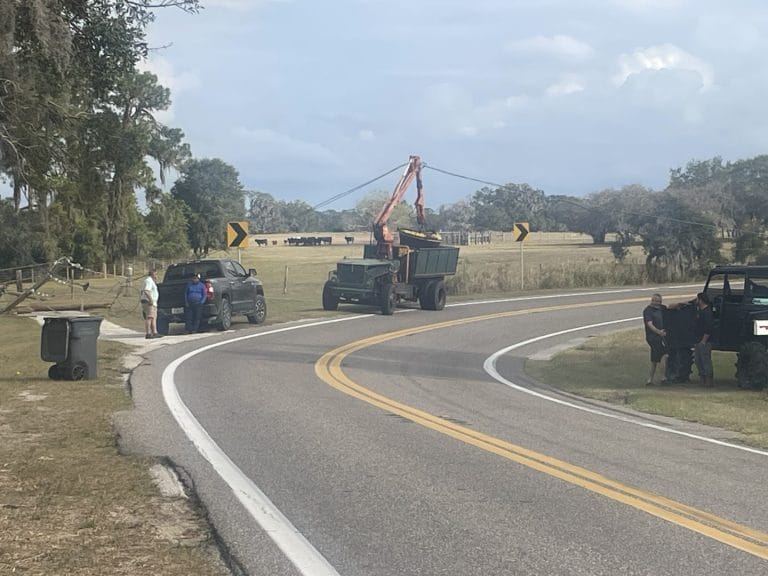 Grove Vehicle Tears Down Power Lines, Snaps Pole, Triggers Fire